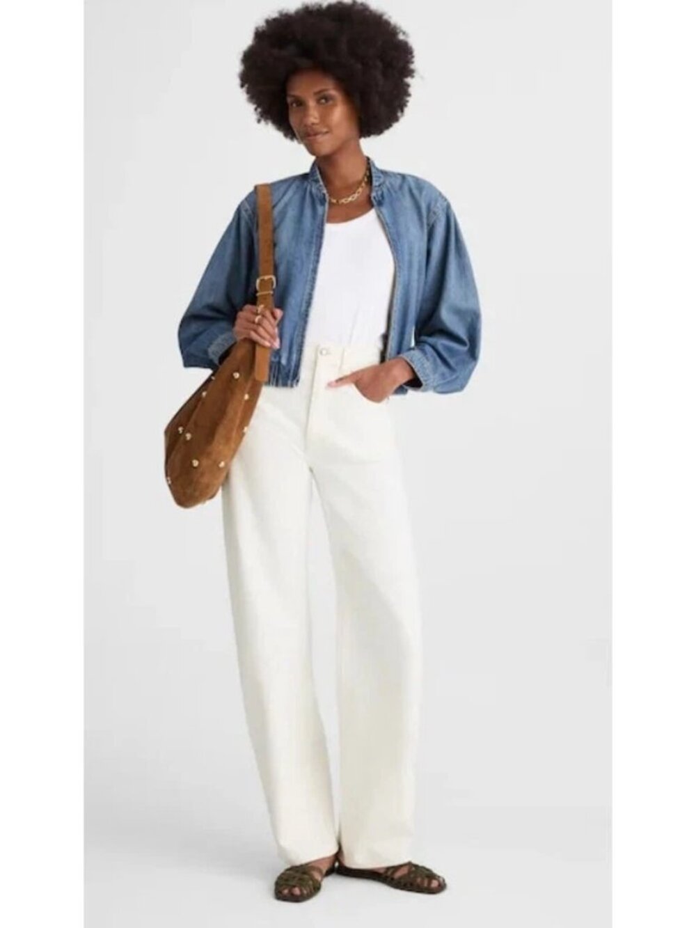 Madewell Tile White High-Rise Balloon Jeans 32 NWT